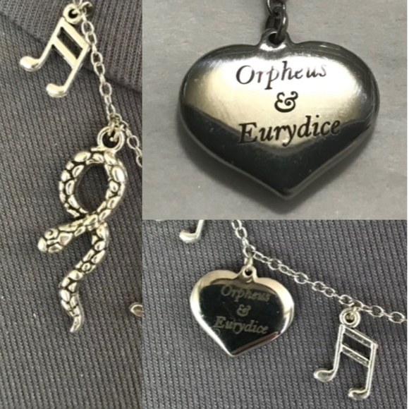 Orpheus & Eurydice Greek Mythology Handmade Necklace, Lyre, Music, Skulls, Heart - Picture 3 of 15